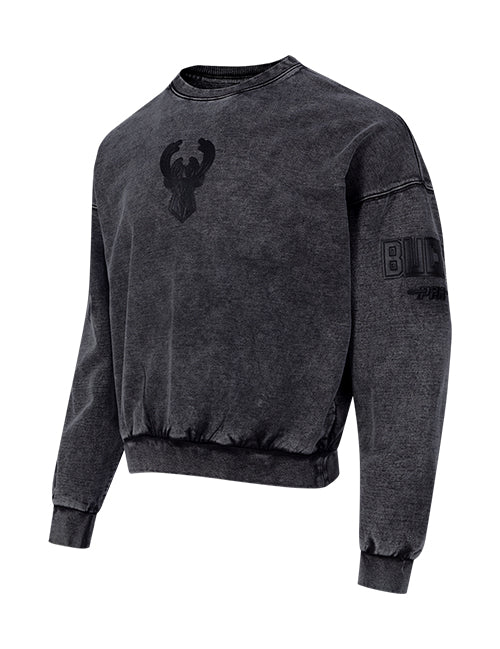 Pro Standard Vanguard Washed Milwaukee Bucks Crewneck Sweatshirt-angled front