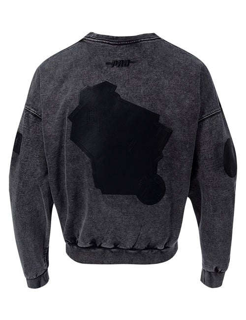 Pro Standard Vanguard Washed Milwaukee Bucks Crewneck Sweatshirt-back