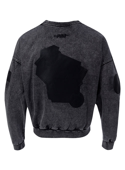 Pro Standard Vanguard Washed Milwaukee Bucks Crewneck Sweatshirt-back