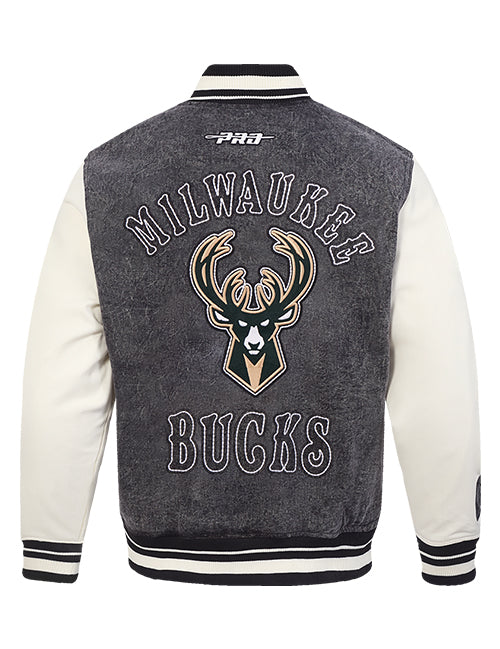 Pro Standard Rebel Milwaukee Bucks Washed Varsity Jacket-back