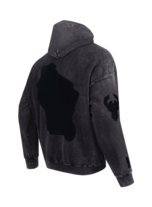 Pro Standard Vanguard Milwaukee Bucks Washed Hooded Sweatshirt-angled back