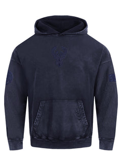 Pro Standard Classic Navy Washed Milwaukee Bucks Hooded Sweatshirt-front