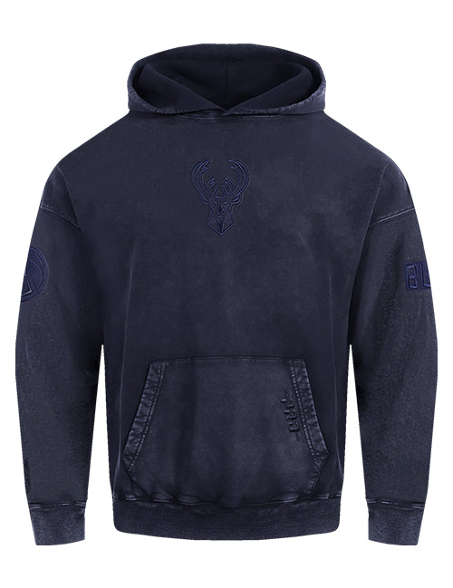 Pro Standard Classic Navy Washed Milwaukee Bucks Hooded Sweatshirt-front