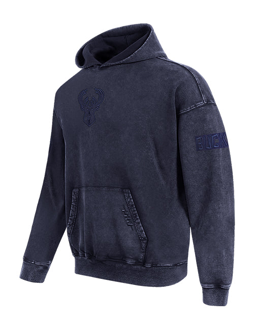 Pro Standard Classic Navy Washed Milwaukee Bucks Hooded Sweatshirt-right