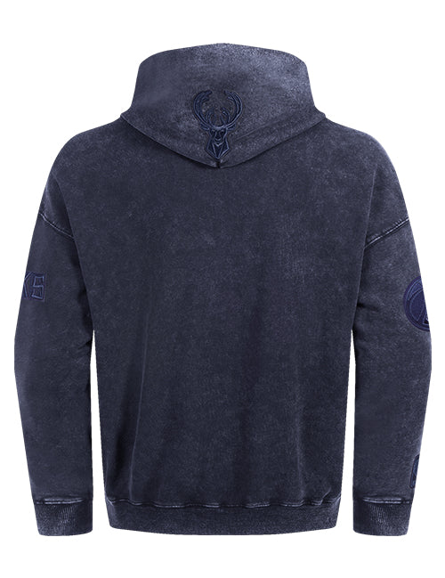 Pro Standard Classic Navy Washed Milwaukee Bucks Hooded Sweatshirt-back