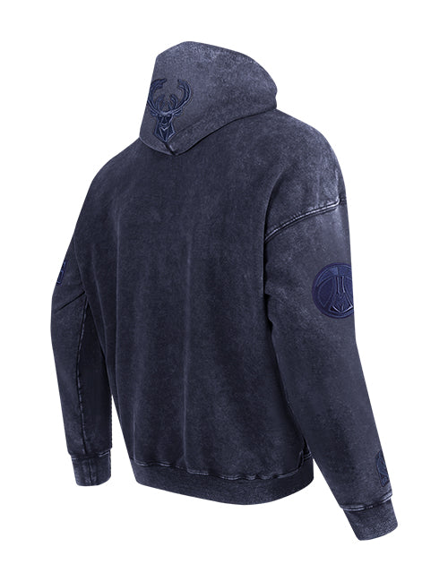 Pro Standard Classic Navy Washed Milwaukee Bucks Hooded Sweatshirt-left
