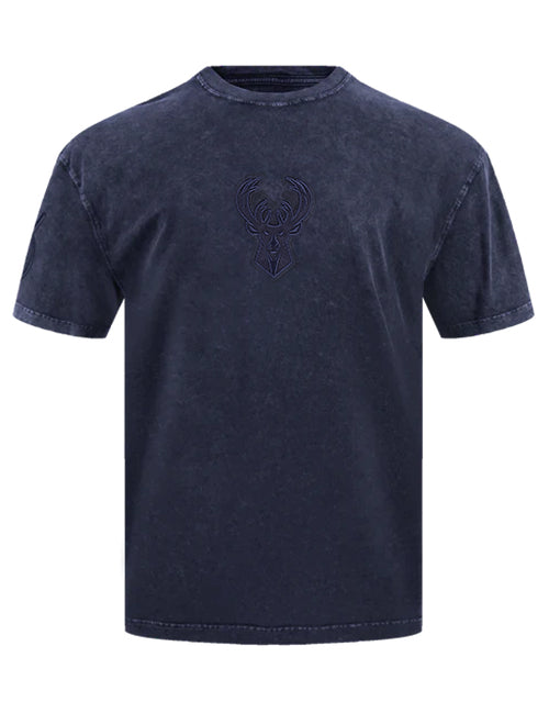 Pro Standard Classic Navy Washed Milwaukee Bucks Drop Shoulder T-Shirt-front