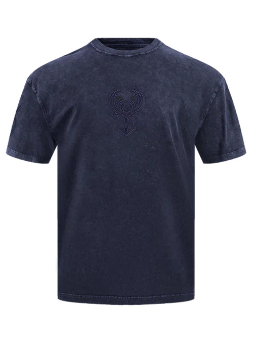 Pro Standard Classic Navy Washed Milwaukee Bucks Drop Shoulder T-Shirt-front