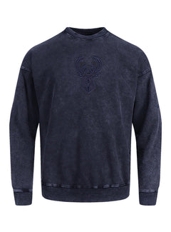 Pro Standard Classic Navy Washed Milwaukee Bucks Crewneck Sweatshirt-front