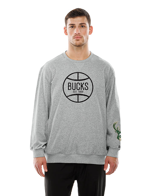 New Era Sport Night Terry Milwaukee Bucks Crewneck Sweatshirt-front
