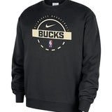 Nike 2025-26 Club Black Milwaukee Bucks Practice Crewneck Sweatshirt-front