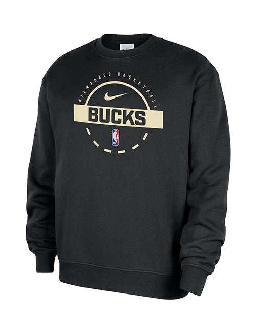 Nike 2025-26 Club Black Milwaukee Bucks Practice Crewneck Sweatshirt-front