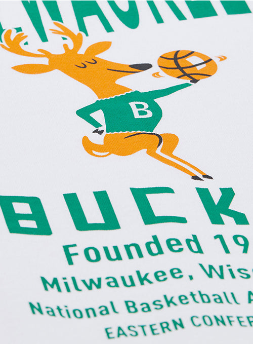 Women's Mitchell & Ness HWC '68 Founded Milwaukee Bucks Boyfriend T-Shirt-close up