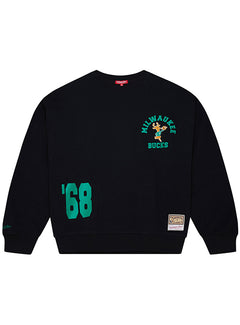 Women's Mitchell & Ness HWC '68 Founded Milwaukee Bucks Crewneck Sweatshirt-front