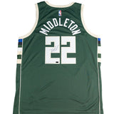Signed Nike 2022 Icon Edition Khris Middleton Milwaukee Bucks Swingman Jersey- back
