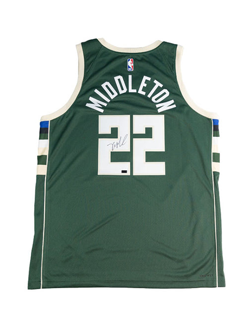 Signed Nike 2022 Icon Edition Khris Middleton Milwaukee Bucks Swingman Jersey- back