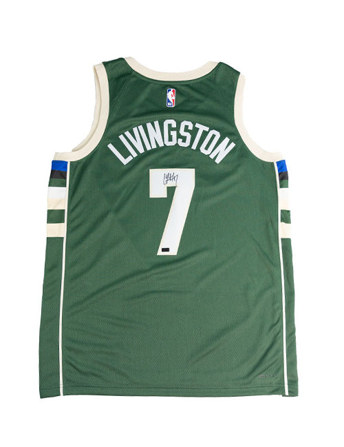 Signed Nike 2022 Icon Edition Chris Livingston Milwaukee Bucks Swingman Jersey-back