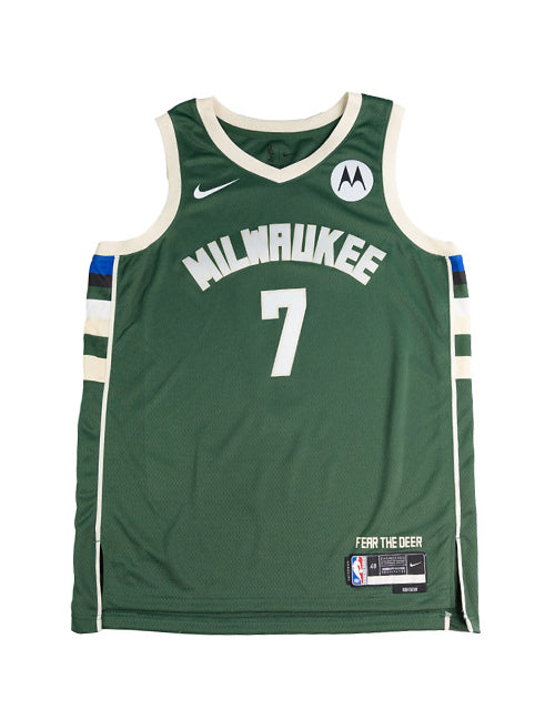 Signed Nike 2022 Icon Edition Chris Livingston Milwaukee Bucks Swingman Jersey-front