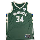 Signed Nike Icon 2022 Giannis Antetokounmpo Milwaukee Bucks Swingman Jersey-front