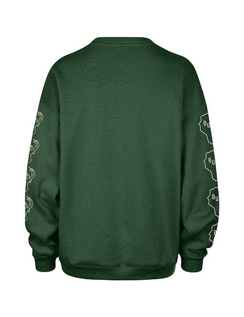 Women's '47 Brand Go Big Glitter Milwaukee Bucks Oversized Crewneck Sweatshirt-back