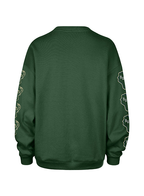 Women's '47 Brand Go Big Glitter Milwaukee Bucks Oversized Crewneck Sweatshirt-back