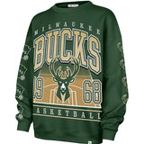 Women's '47 Brand Go Big Glitter Milwaukee Bucks Oversized Crewneck Sweatshirt-front