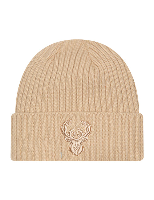 New Era Color Pack Cream Milwaukee Bucks Knit Hat-front
