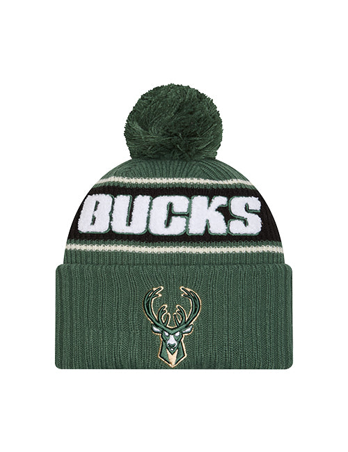 New Era Bold Milwaukee Bucks Pom Knit Hat-front