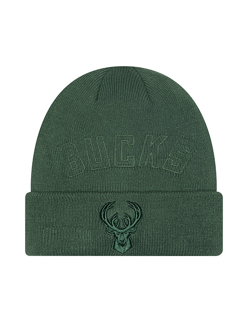 New Era Tonal Green Milwaukee Bucks Knit Hat-front