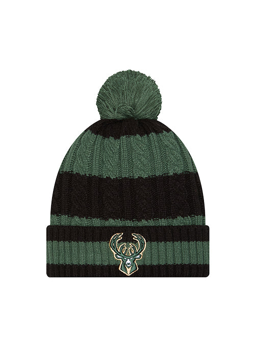Women's New Era Braided Milwaukee Bucks Knit Hat-front