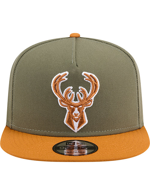 New Era 9Fifty A-Frame 2-Tone Color Pack Milwaukee Bucks Snapback Hat-front
