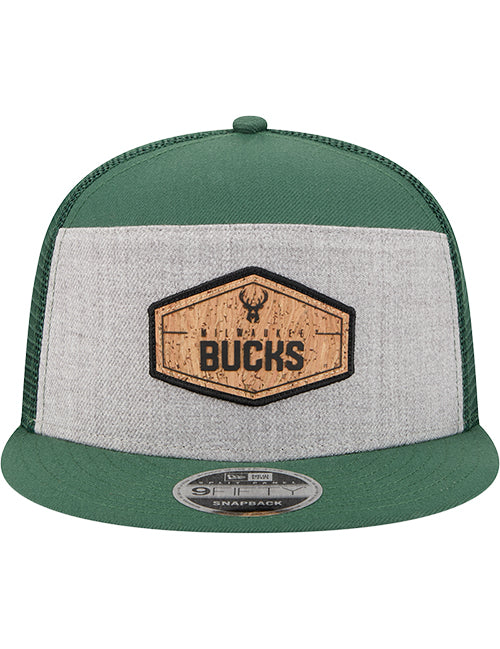 New Era 9Fifty Seven-Panel Cork Milwaukee Bucks Snapback Hat-front