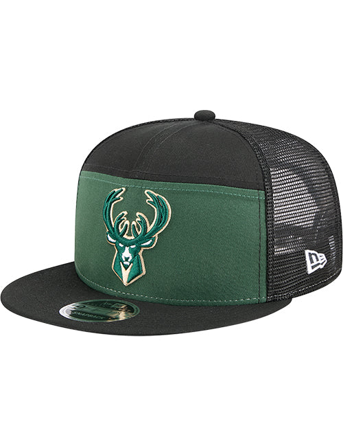 New Era 9FIfty Seven-Panel Outdoor Milwaukee Bucks Snapback Hat-left