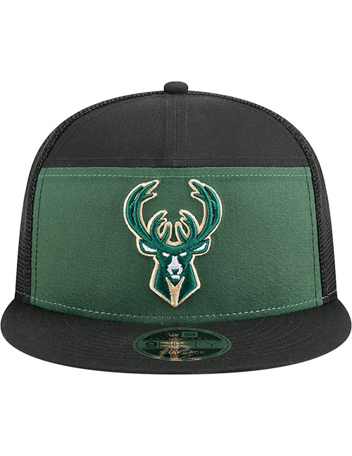 New Era 9FIfty Seven-Panel Outdoor Milwaukee Bucks Snapback Hat-front
