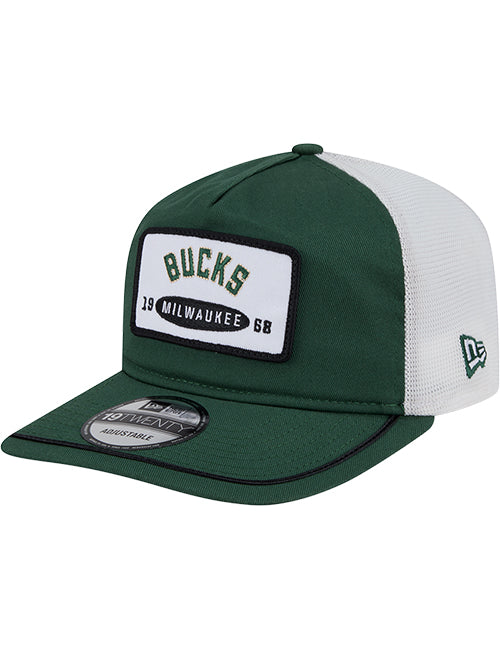 New Era Emblem Patch Golfer Milwaukee Bucks Adjustable Hat-left