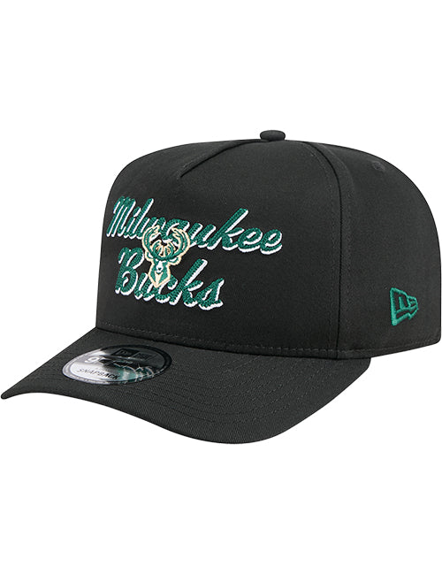 New Era 9Fifty A-Frame Chainstitch Milwaukee Bucks Snapback Hat-left