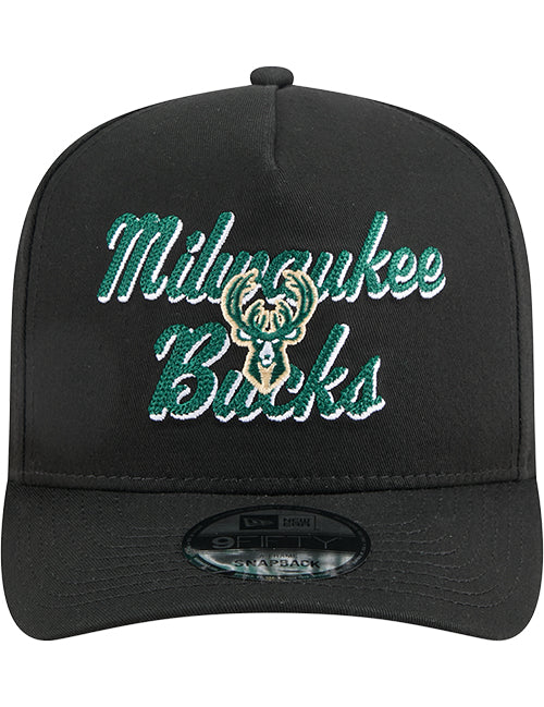 New Era 9Fifty A-Frame Chainstitch Milwaukee Bucks Snapback Hat-front