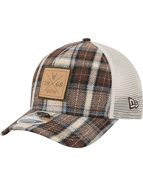New Era 9Forty M-Crown Plaid Mesh Milwaukee Bucks Snapback Hat-left
