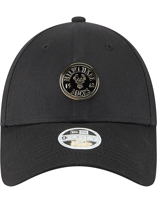 Women's New Era 9Forty Badge Milwaukee Bucks Adjustable Hat=front