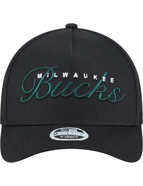 Women's New Era Metallic 9Forty M-Crown Milwaukee Bucks Adjustable Hat-front