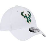 New Era White 39Thirty Milwaukee Bucks Flex Hat
