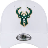 New Era White 39Thirty Milwaukee Bucks Flex Hat