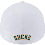 New Era White 39Thirty Milwaukee Bucks Flex Hat