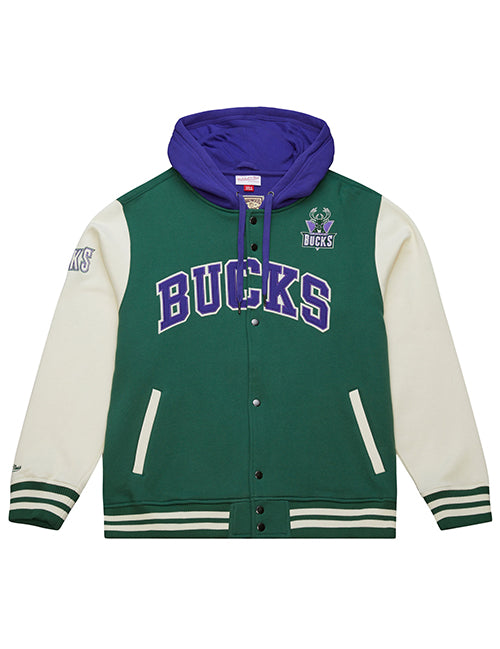 Mitchell & Ness HWC '93 Courts Milwaukee Bucks Hooded Jacket-front
