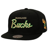 Mitchell & Ness HWC '68 Cream Script Milwaukee Bucks Snapback Hat-front
