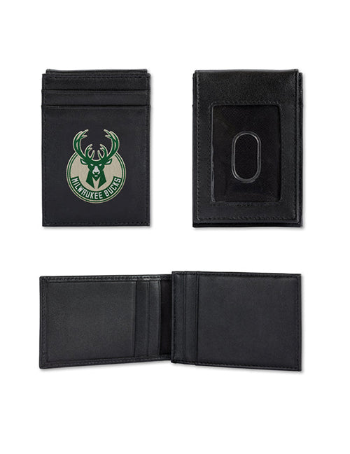 Rico Leather Black Milwaukee Bucks Front Pocket Wallet