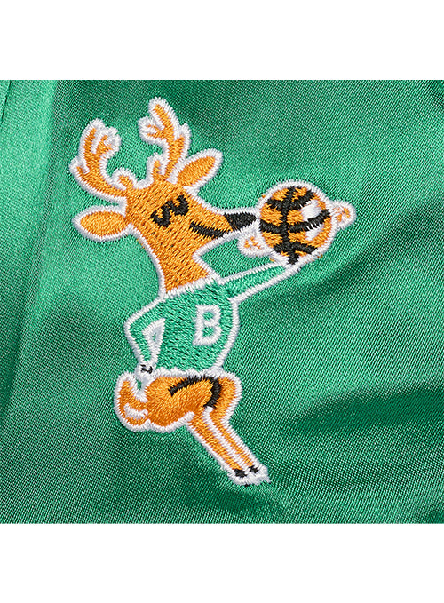 Mitchell & Ness HWC '68 Script Milwaukee Bucks Satin Snapback Hat-embroidery