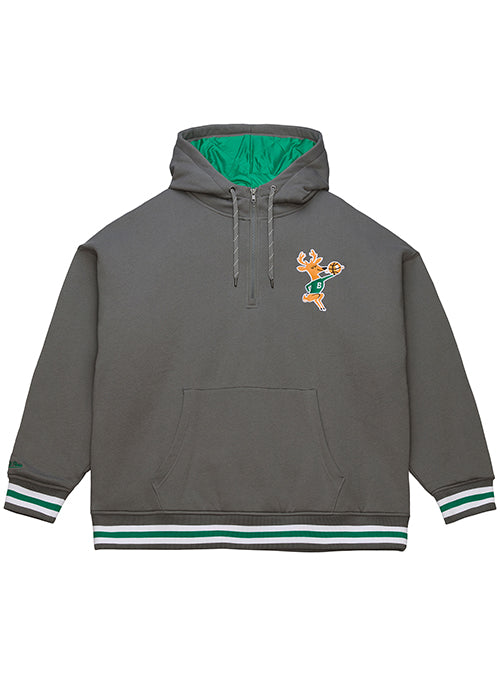 Mitchell & Ness HWC '68 Throw Back Milwaukee Bucks 1/4 Zip Hooded Sweatshirt-front