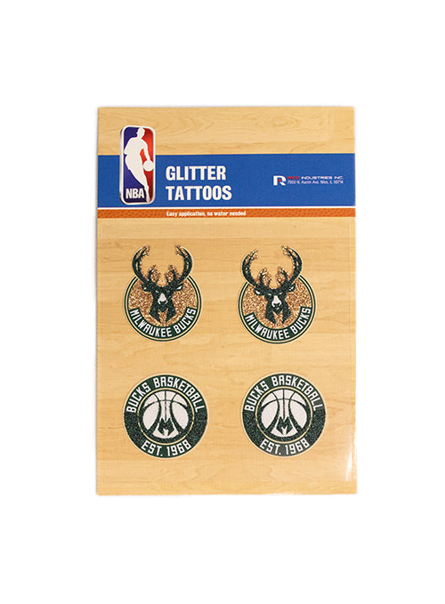 Rico Glitter Milwaukee Bucks 4-Pack Tattoo Set