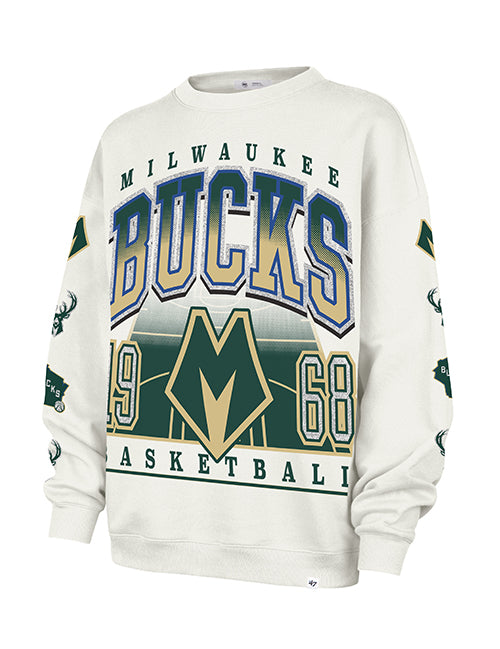Women's '47 Brand 2025-26 City Edition Milwaukee Bucks Oversized Crewneck Sweatshirt-front